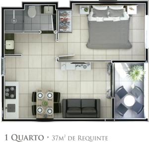 Grundriss eines kleinen Apartments mit in der Unterkunft Apartamento em Salinas Exclusive Resort in Salinópolis + 7 Fotos