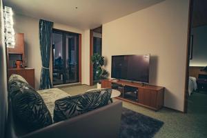 TV a/nebo společenská místnost v ubytování THE AOYAMA GRAND HOTEL