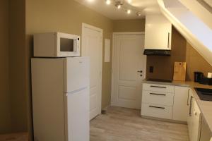 洛克里斯蒂的住宿－Saffels Nest 33，厨房配有冰箱和微波炉。