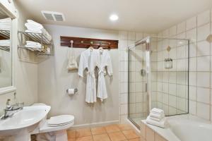 a bathroom with a toilet, sink, and shower stall at Mill Valley Inn in Mill Valley