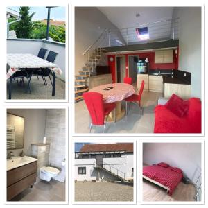 a collage of pictures of a kitchen and a house at Gites Bretzel et Cigogne in Munwiller