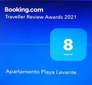 Certificado, premio, señal o documento que está expuesto en Apartamento Playa Levante
