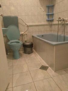 a bathroom with a toilet and a bath tub with at Apartments Filemi in Ohrid
