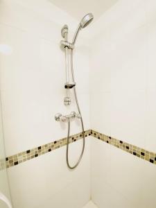 a shower with a shower head in a bathroom at Studios meublés Brest Keruscun in Brest