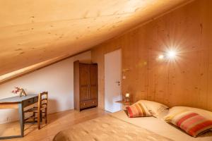 a bedroom with a bed and a desk in a room at Loft Coco in Luchon