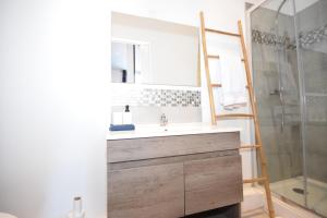 un bagno con lavandino e doccia di leRelaisdOdile11 - BEL APPART CHIC INDUST - HYPERCENTRE - TRAM a Valenciennes Altre 15 foto
