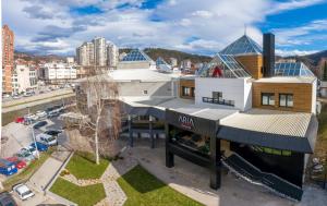 an aerial view of a building in a city at Hotel Aria in Užice