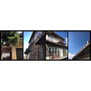 a group of four pictures of a building at Hostel みんか松本 in Matsumoto