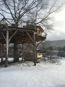 Gaïa - Les Cabanes du Chêne Rouvre v zimě