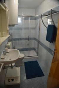 y baño con ducha, aseo y lavamanos. en Holiday apartment in house Damir en Sveti Filip i Jakov