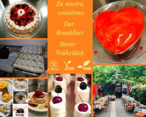 a collage of pictures of cakes and desserts at Hotel Dolomiti in Malcesine
