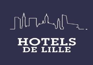a sign that reads hotels de laille with a city at Hotel Kanaï in Lille