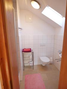a bathroom with a toilet and a sink at Gästehaus Högerhof in Hopfgarten im Brixental