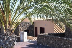 een gebouw met een palmboom naast een muur bij Fuerteventura Sol Deluxe Villas in La Oliva