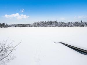 JuhanalaにあるHoliday Home Mäntylä by Interhomeの背景に木々が植えられた雪原