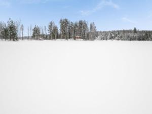 um campo coberto de neve com árvores ao fundo em Holiday Home Hiekkasaari by Interhome em Juhanala