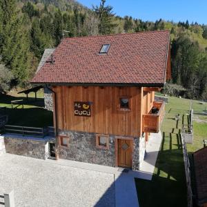 an overhead view of a building with a roof at Chalet Al Cucù in Ovaro