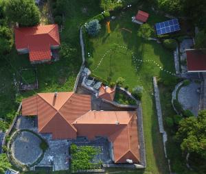 an overhead view of a house with an orange roof at Rodami in Kaléntzion