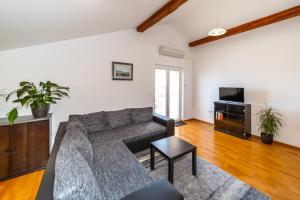 ein Wohnzimmer mit Sofa und Fernseher in der Unterkunft Apartments Zdravka in Krk
