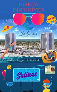 a collage of photos of a beach and buildings at SALINAS RESORT - Apartamento VISTA MAR in Salinópolis