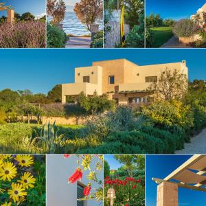 a collage of pictures of a house and flowers at Villa Waterfront in Souvala