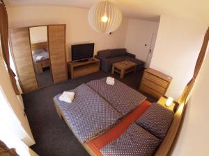 Camera con letto, divano e TV. di Penzion V Horách a Kraslice