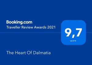 Certifikát, ocenenie alebo iný dokument vystavený v ubytovaní The Heart Of Dalmatia