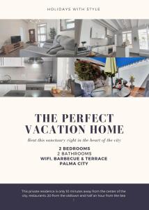 een flyer voor de perfecte vakantiewoning in een woonkamer bij Casa cercana a Santa Catalina in Palma de Mallorca