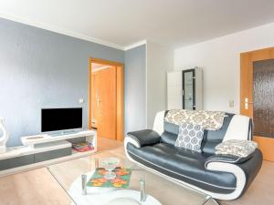 ein Wohnzimmer mit einem Sofa und einem TV in der Unterkunft Flat near the ski resort in Rauschenbach in Neuhausen