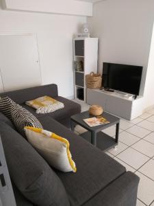 sala de estar con sofá y TV en Nantes - Calme & Cosy appartement - WIFI, en Nantes