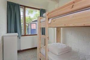 een slaapkamer met een stapelbed en een ladder bij Jonkerstee 66 - Ouddorp De vrolijke noot Childfriendly near the beach - not for companies in Ouddorp