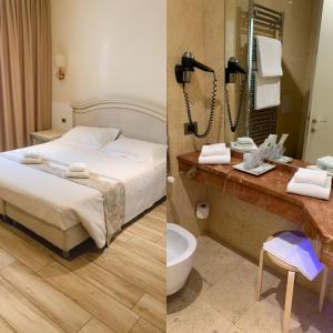 a hotel room with a bed and a bathroom at Palace Hotel & SPA La CONCHIGLIA D' ORO in Vicenza