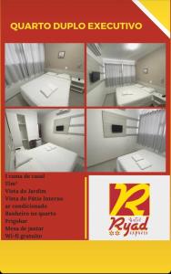 a collage of four different pictures of a bed at Hotel Ryad Express in São Luís