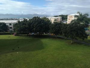 a grassy field with trees in a city at F2 Lamentin in Le Lamentin +3 photos