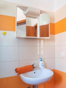 a bathroom with a sink and a mirror at Studio Apartment Gianni in Vižinada