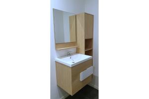 a bathroom with a sink and a mirror at STUDIO COSY - HYPERCENTRE - CALME - WIFI - TV in Toulouse +7 photos