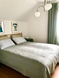 a bedroom with a bed with two pillows at Apartment Green Paradise in Moravske Toplice