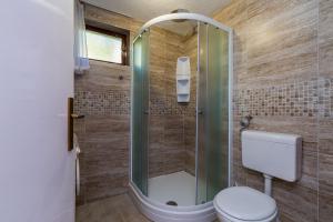 a bathroom with a shower and a toilet at Apartment Angelina in Dubrovnik