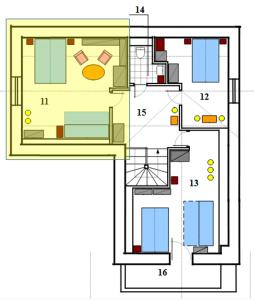 Plan piętra w obiekcie Dom Letniskowy na Kaszubach z podgrzewanym basenem