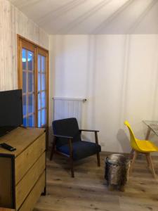 TV a/nebo společenská místnost v ubytování Le Cerf, magnifique studio avec jardin-terrasse et garage