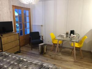 TV a/nebo společenská místnost v ubytování Le Cerf, magnifique studio avec jardin-terrasse et garage + 8 fotografií