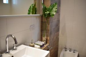 baño con lavabo y planta en la pared en En Origen, en Guaymallén 40 fotos más