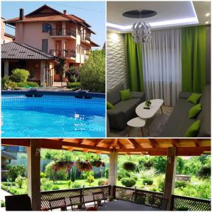 a collage of pictures of a house and a pool at Una Valley Bihać in Bihać