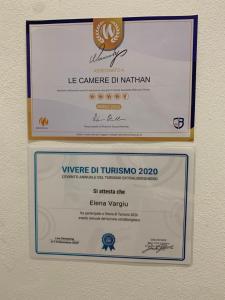 Certifikát, ocenenie alebo iný dokument vystavený v ubytovaní Le camere di Nathan