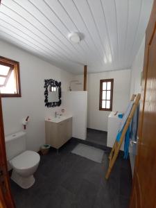 a bathroom with a toilet and a sink at Fafapiti Lodge Fakarava in Fakarava