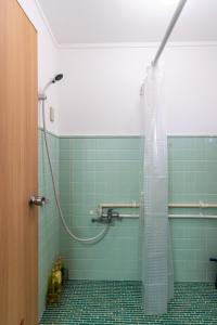 a shower in a bathroom with green tiles at Type B Room 27平米 - ウル エスポワール那覇2- in Kume