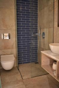 奧魯穆許巴拿納格斯的住宿－The Archontariki，带淋浴、卫生间和盥洗盆的浴室