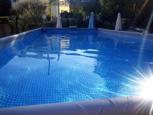 ein großes Schwimmbecken mit blauen Fliesen in der Unterkunft Vigo in Labin