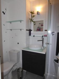 a bathroom with a sink and a toilet at à la montagne en famille App106 in Cauterets