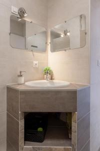 ミュルーズにあるTravel Homes - Le Rebberg, Superbe vue à Mulhouseのバスルーム(洗面台、鏡付)